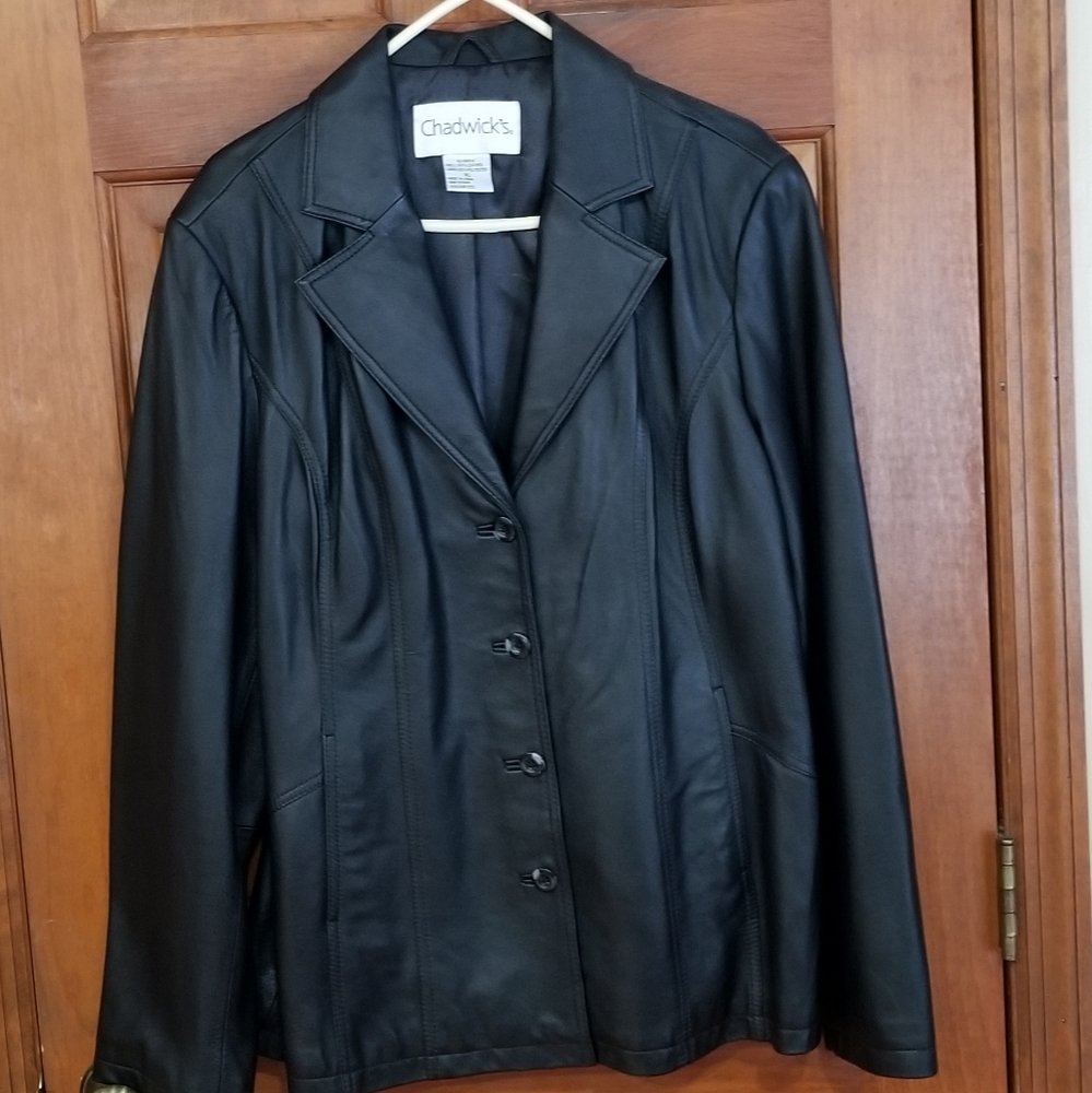 Chadwicks of Boston black leather jacket
